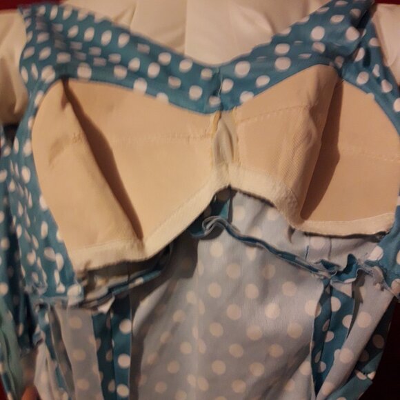 Vintage 70s Polka Dot Mini Dress, Built-In Bra, "Linda Originals" Montreal, XS - Picture 9 of 9